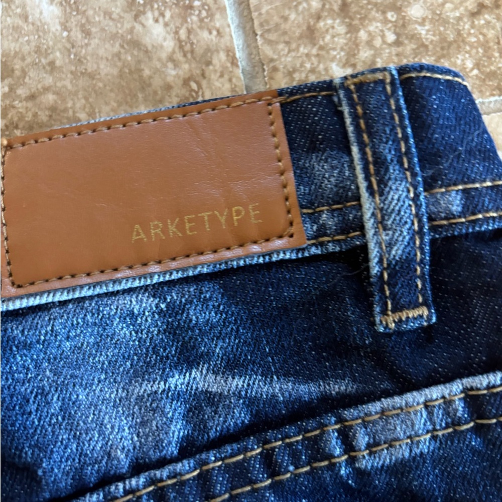 Arketype Mens Blue and White Patterned Skinny Jeans - Picture 3 of 10
